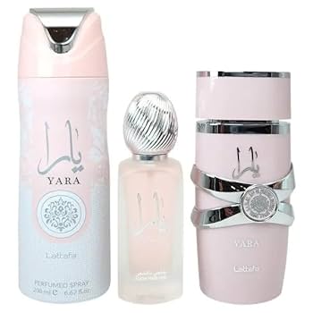 YARA ピンク香水 メタリックバンド付き Lattafa Yara Pink 3-Piece Set for Women (3.4 Oz Eau de
